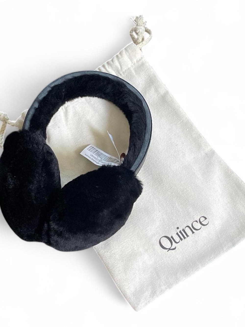 Cool Quince Black Real Fur Ear Muffs with Padded Leather Headband